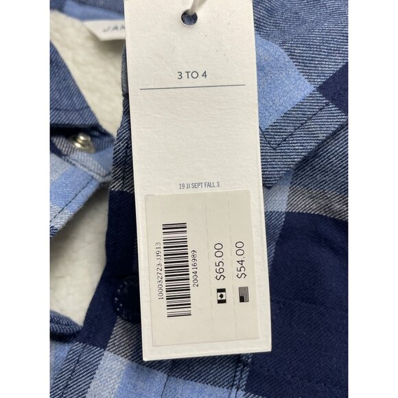 Janie & Jack Boys Blue Plaid Sherpa Lined Flannel Shirt Jacket Size 3 to 4 - New - Picture 8 of 9